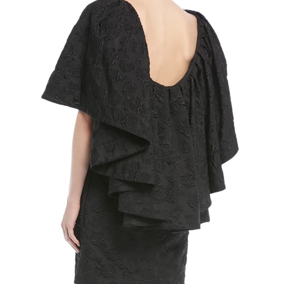 CALVIN KLEIN 205W39NYC Black HighNeck Ruffle Floral Jacquard Mini Cocktail Dress - Picture 2 of 9